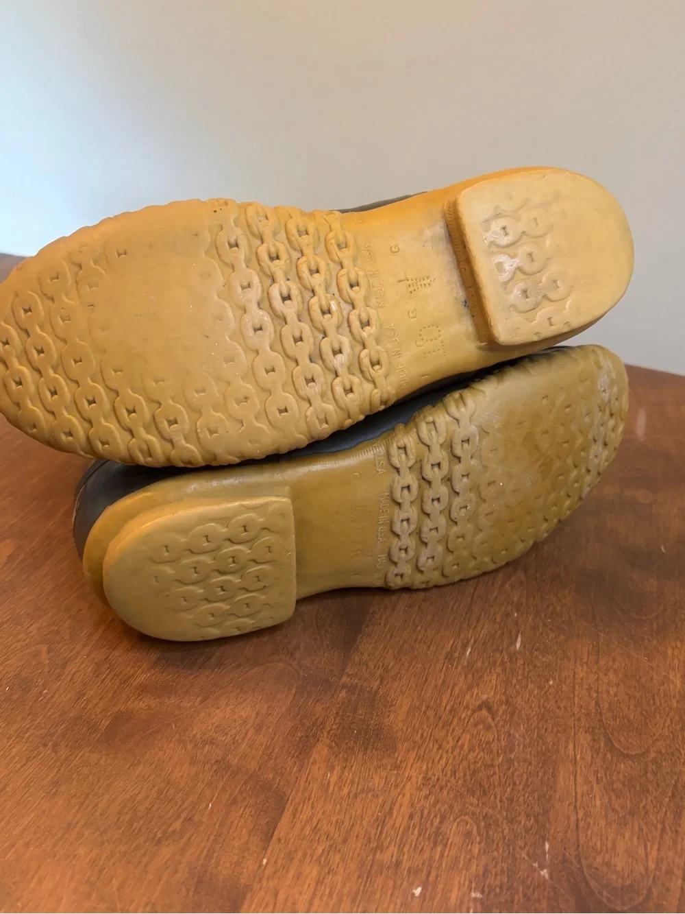 L.L. Bean Two-Tone Brown Leather and Black Rubber Duck Boots